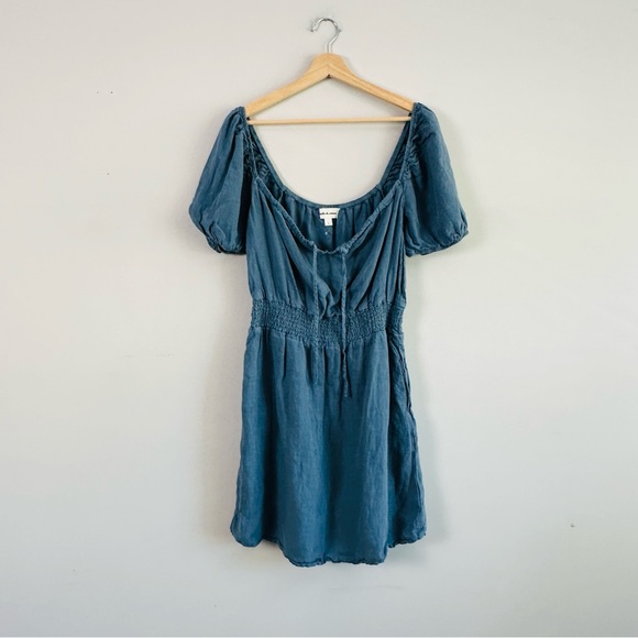 $148 Anthropologie Cloth & Stone Linen Tie Front Mini Dress - Picture 8 of 9
